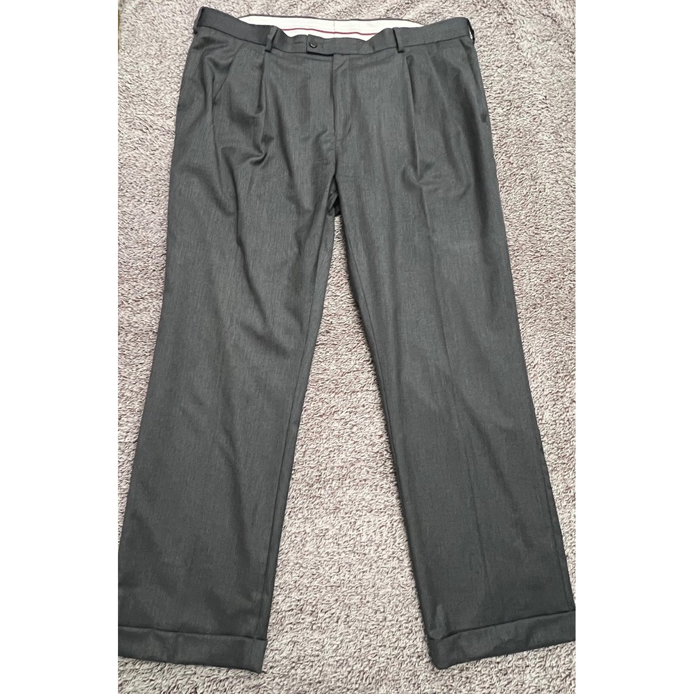 Louis Raphael Mens 42x32 Gray Dress Pants Pleated Cuffed Tailored Trousers